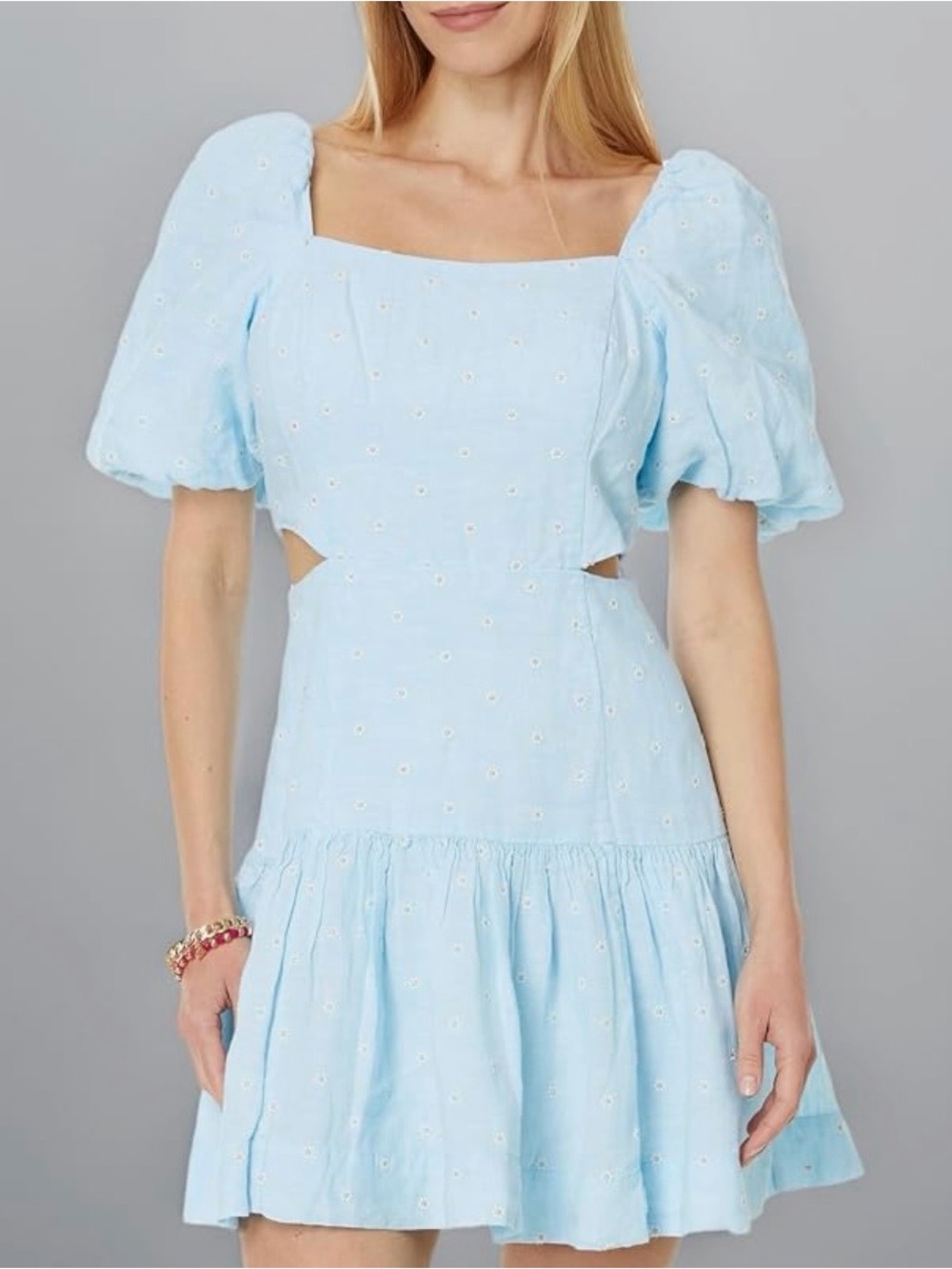 Lilly Pulitzer Kylanne Embroidered Linen you drive me daisy Hydra Blue Dress 6